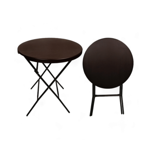 Krishtha Tiffany 3.4FT Round Foldable Cocktail Table – Brown | Bar Height Table for Indoor & Outdoor Use – Weddings, Parties, Backyard, Events