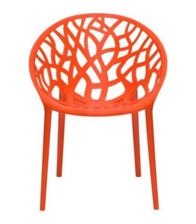 Nilkamal Crystal Design Plastic Chair – Orange | Glossy Finish Chair for Home, Office, Living Room, Patio & Balcony | Indoor & Outdoor Use