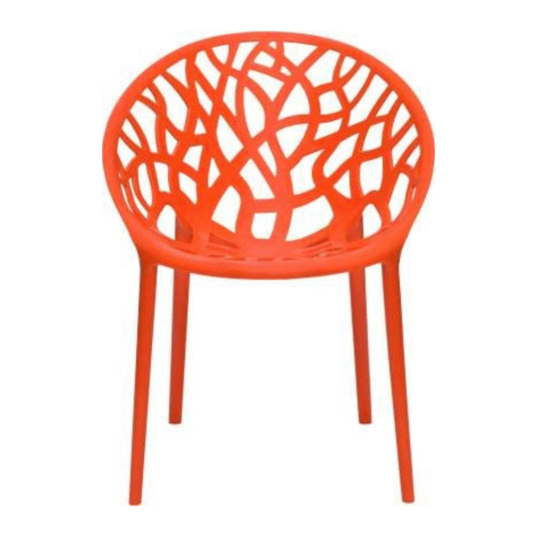Nilkamal Crystal Design Plastic Chair – Orange | Glossy Finish Chair for Home, Office, Living Room, Patio & Balcony | Indoor & Outdoor Use