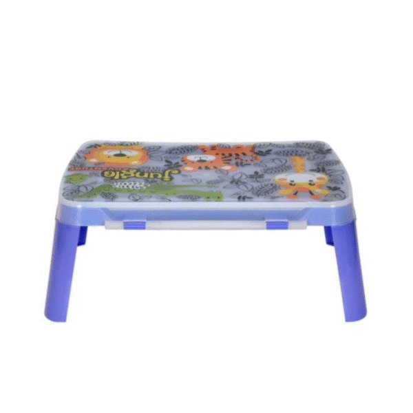Nilkamal Wizard Jungle Adventure Foldable Kids Study Table with Storage – Purple | Fun, Foldable Table with Storage Box & Animal Print | Durable Plastic Study Table for Children