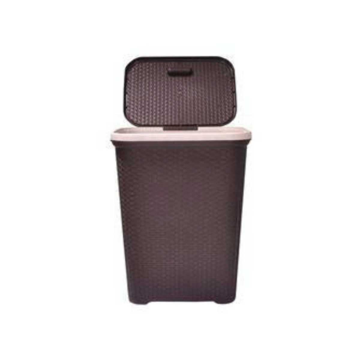 Nilkamal Laundry Basket with Lid – Chocolate Brown | Foldable Handle, Cutout Design Cloth Hamper | Plastic Washing Bin for Dirty Clothes & Storage | Medium Size