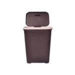 Nilkamal Laundry Basket with Lid – Chocolate Brown | Foldable Handle, Cutout Design Cloth Hamper | Plastic Washing Bin for Dirty Clothes & Storage | Medium Size