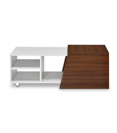 Nilkamal Stylish and Durable Center Table in Walnut and White Finish – Modern Rectangular Living Room Coffee Table with Easy Maintenance and Compact Design