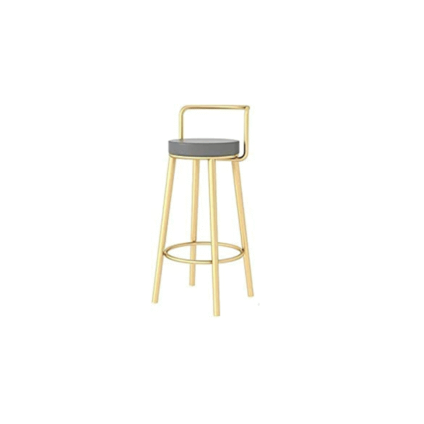KRISHTHA Designer Kitchen Bar Height Stools – Faux Leather Upholstered Chairs with Gray & Gold Metal Legs, 150kg Capacity