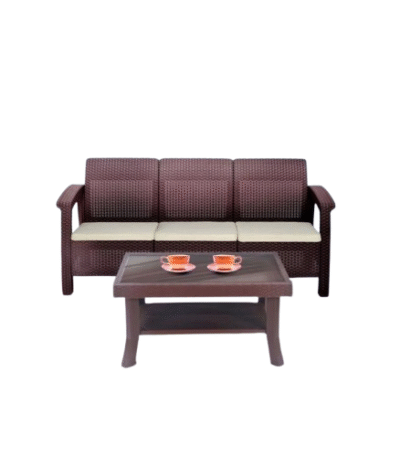 Nilkamal Goa 3-Seater Sofa – Modern Brown Sofa for Living Room & Hall