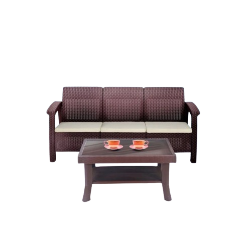 Nilkamal Goa 3-Seater Sofa – Modern Brown Sofa for Living Room & Hall
