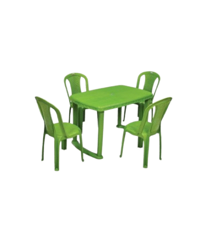 Nilkamal Green Plastic Dining Table Set – Durable & Stylish for Home, Café, Outdoor Use