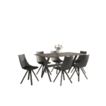 Nilkamal Solid Wood 6 Seater Dining Set – Premium Walnut/Black Finish Table with 6 Chairs