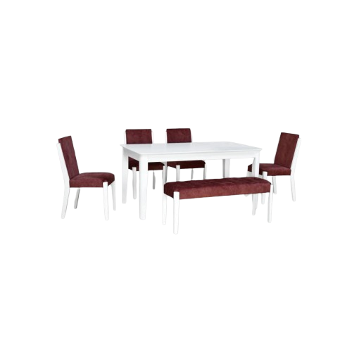 Nilkamal Solid Wood 6 Seater Dining Set with Bench – Elegant White Finish Dining Table Set