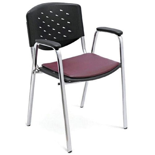 KRISHTHA Visitor Chair – Leatherite Seat with Mesh Back, Chrome Frame, Fixed Armrest