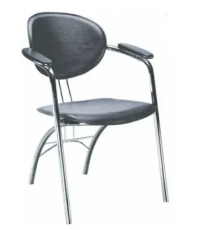 KRISHTHA Mydame Visitor Chair | Synthetic Leather Black Chair for Office, Reception, and Meeting Rooms