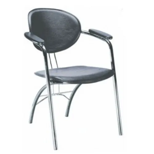 KRISHTHA Mydame Visitor Chair | Synthetic Leather Black Chair for Office, Reception, and Meeting Rooms
