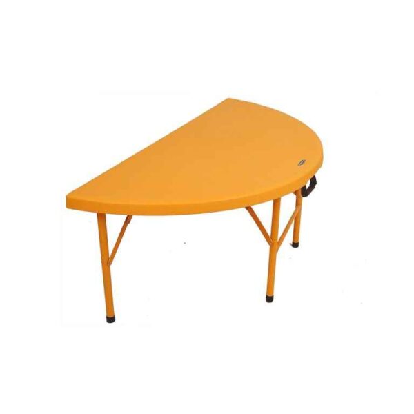 Krishtha Kids Half Moon Table – Semi-Circular Plastic Table with Steel Legs | Preschool & Home Use | Study, Play & Activity Table for Ages 2–5 Years (Yellow)