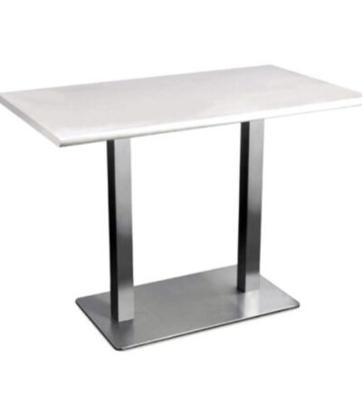 KRISHTHA Stainless Steel Rectangular Cafeteria Table – 2-Seater Compact Dining Table for Canteens, Offices, and Restaurants