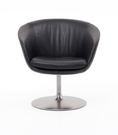 KRISHTHA Walter Knoll Bob Armchair – Genuine Leather Lounge Chair (Black) | Contemporary Designer Accent Chair