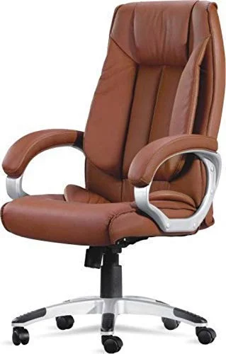 KRISHTHA Executive Leather Office Chair with Adjustable Headrest and Lumbar Support, brown (Ergonomic)