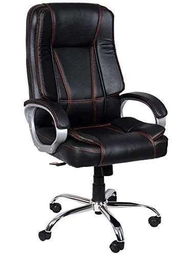 KRISHTHA Director's Chair - High Back, Revolving, with Lumbar Support - BlackKRISHTHA High Back Office Chair – Premium Leather Executive Chair (Black)