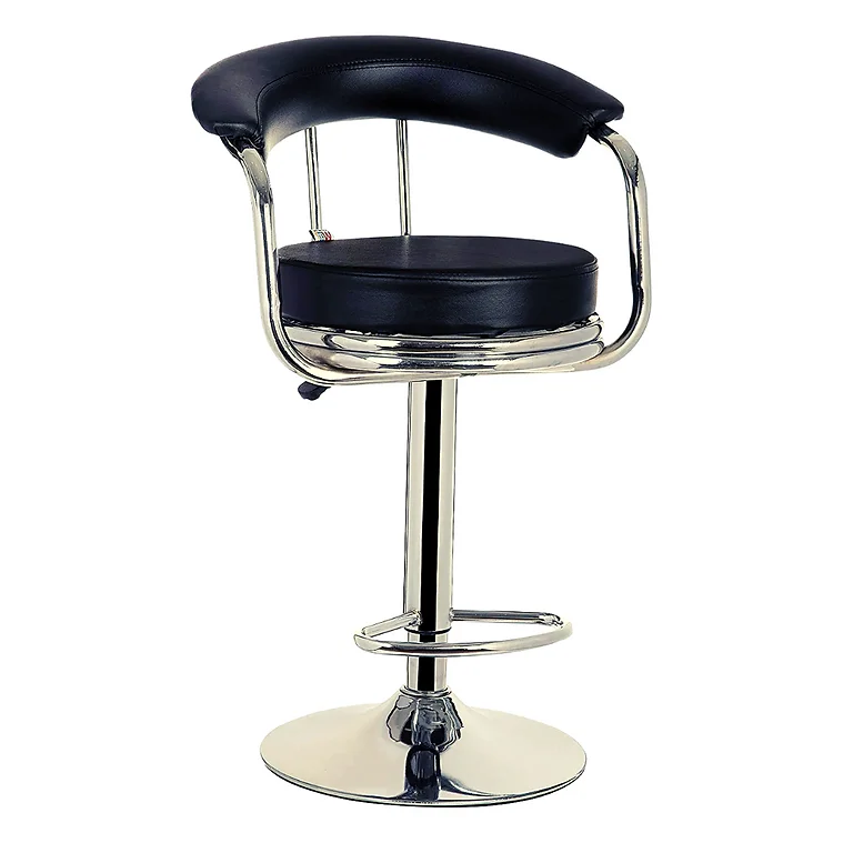 Adjustable Revolving Bar Stool with Armrest - Black