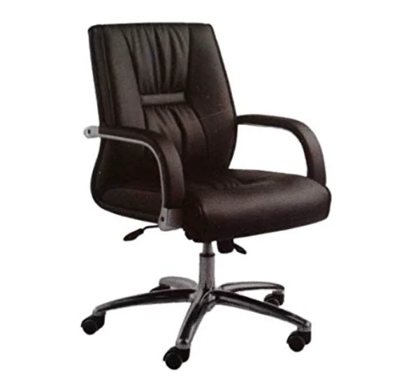 Krishtha ergonomic office chair with fabric seat, solid back, and adjustable height. Compact, lightweight, and ideal for home or office use. Easy to clean and move.