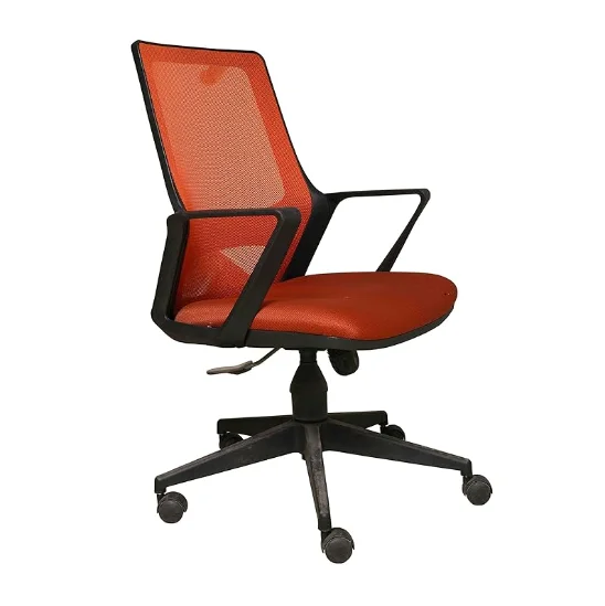 Krishtha Orange Office ChairKrishtha STC1075 Ergonomic Office Chair – Nylon Upholstery, Cushioned Mesh Back, High-Density Block Board Frame