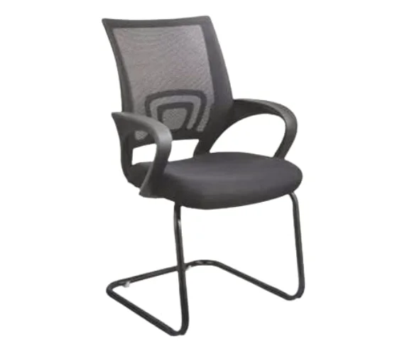 Krishtha Office Chair Executive Visitor ChairKrishtha Solid Back Office Chair Set of 2 – PVC Build with Armrest & Iron-Alloy Frame (Black, Standard Size)