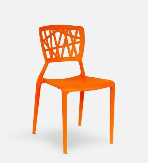 KRISHTHA Café Chair | Plastic Armless Chair | Gloss Finish | Standard Orange Chair for Home, Office, and Restaurant Use