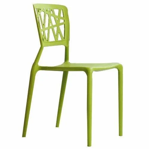 KRISHTHA Café Chair | Plastic Armless Chair | Gloss Finish | Standard Green Chair for Home, Office, and Restaurant Use