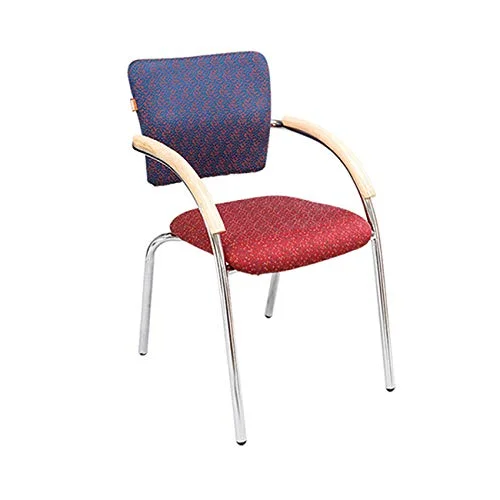 KRISHTHA Amazing Visitor Chair – Wooden Arm Wing Back Chair for Office Use (Blue, Red)