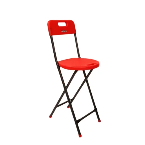 Krishtha Alexa Foldable & Portable Stool with Backrest – Red | Multipurpose Travel Chair for Fishing, Hiking, Gardening, BBQ & Outdoor Use